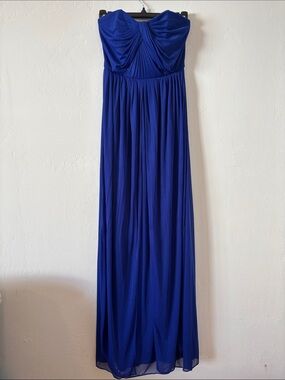 FINAL! David's Bridal Versa Convertible Strapless Cobalt Blue Chiffon Gown